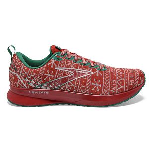 Brooks Levitate 5 Mens Road Running Shoes Red/White/Green | USA-BSJ725398